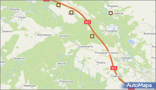 mapa Dobrociechy, Dobrociechy na mapie Targeo