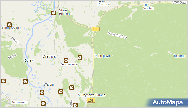 mapa Dobrojewo gmina Skwierzyna, Dobrojewo gmina Skwierzyna na mapie Targeo