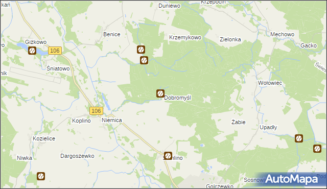 mapa Dobromyśl gmina Golczewo, Dobromyśl gmina Golczewo na mapie Targeo