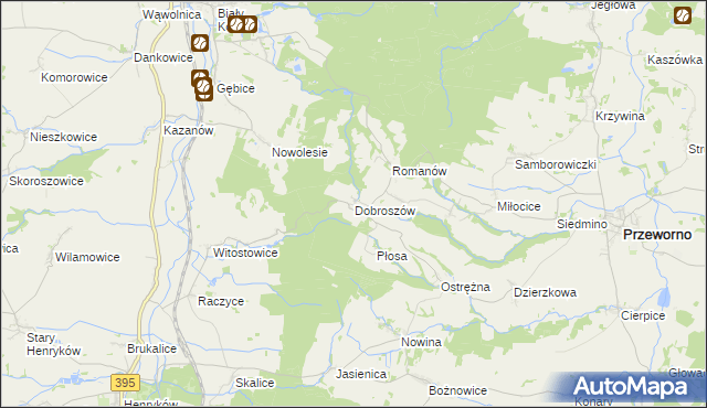 mapa Dobroszów gmina Przeworno, Dobroszów gmina Przeworno na mapie Targeo