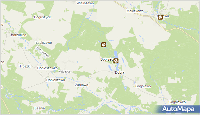 mapa Dobrzec gmina Dębnica Kaszubska, Dobrzec gmina Dębnica Kaszubska na mapie Targeo