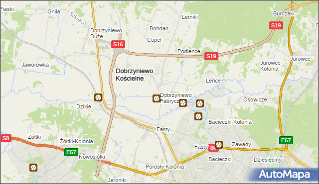 mapa Dobrzyniewo Fabryczne, Dobrzyniewo Fabryczne na mapie Targeo