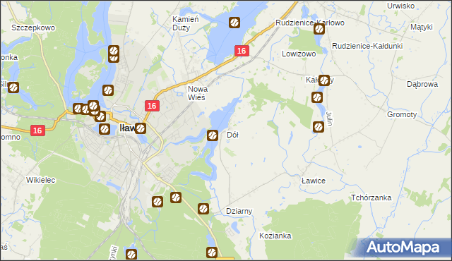 mapa Dół gmina Iława, Dół gmina Iława na mapie Targeo