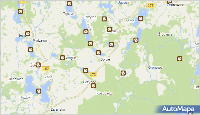 mapa Dołgie gmina Ostrowice, Dołgie gmina Ostrowice na mapie Targeo