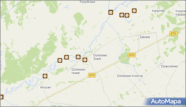 mapa Dolistowo Stare, Dolistowo Stare na mapie Targeo