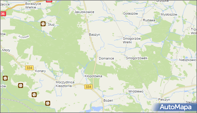 mapa Domanice gmina Wińsko, Domanice gmina Wińsko na mapie Targeo