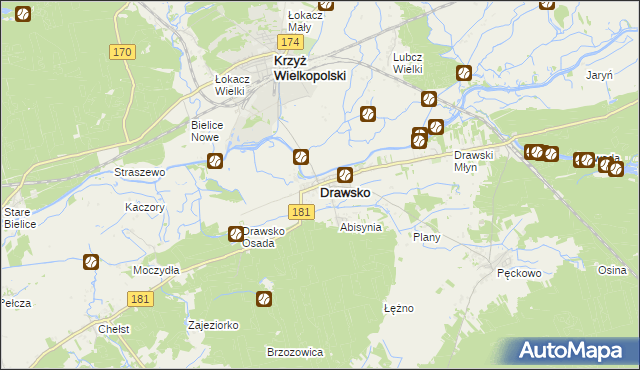 mapa Drawsko, Drawsko na mapie Targeo