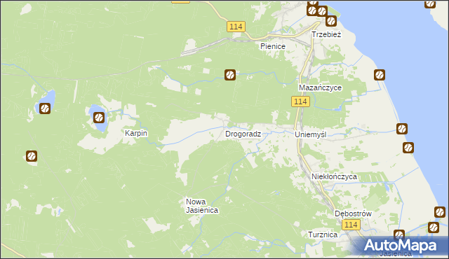 mapa Drogoradz, Drogoradz na mapie Targeo