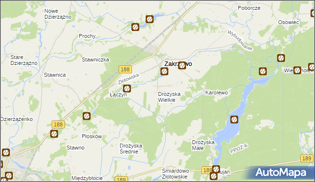 mapa Drożyska Wielkie, Drożyska Wielkie na mapie Targeo