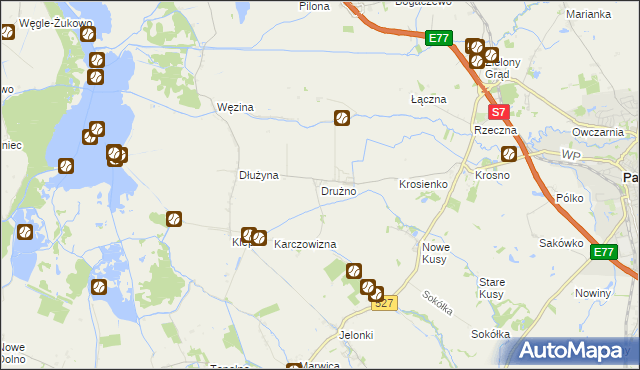 mapa Drużno, Drużno na mapie Targeo