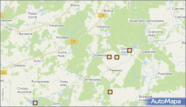 mapa Drzewina, Drzewina na mapie Targeo