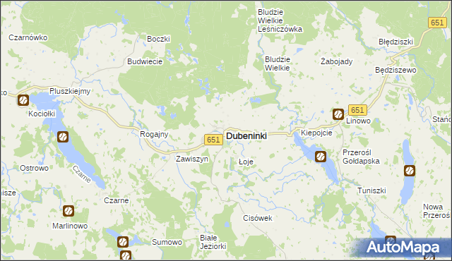 mapa Dubeninki, Dubeninki na mapie Targeo