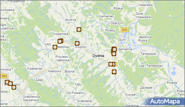 mapa Dydnia, Dydnia na mapie Targeo