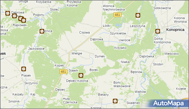 mapa Dymek, Dymek na mapie Targeo