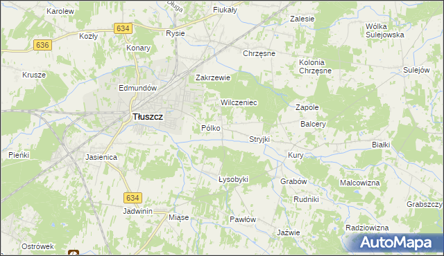 mapa Dzięcioły gmina Tłuszcz, Dzięcioły gmina Tłuszcz na mapie Targeo