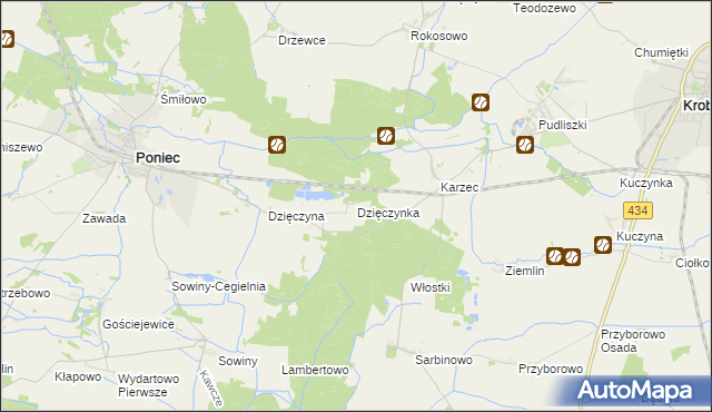 mapa Dzięczynka, Dzięczynka na mapie Targeo