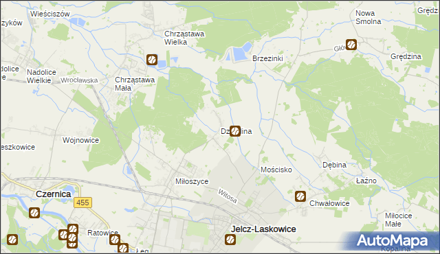 mapa Dziuplina, Dziuplina na mapie Targeo