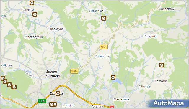 mapa Dziwiszów, Dziwiszów na mapie Targeo