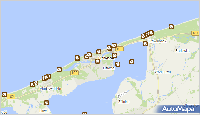 mapa Dziwnów, Dziwnów na mapie Targeo