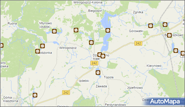 mapa Dźwierszno Małe, Dźwierszno Małe na mapie Targeo