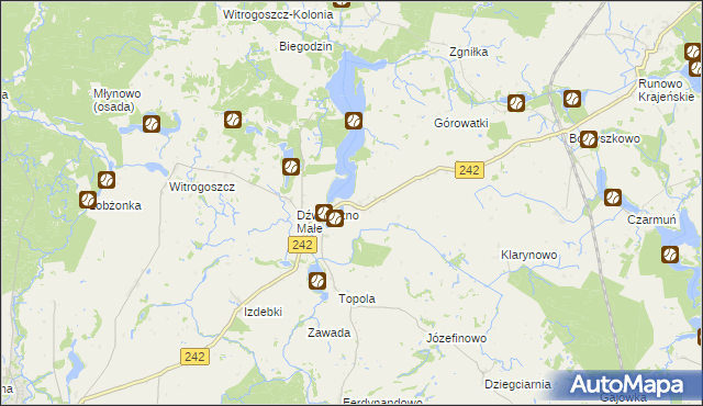 mapa Dźwierszno Wielkie, Dźwierszno Wielkie na mapie Targeo