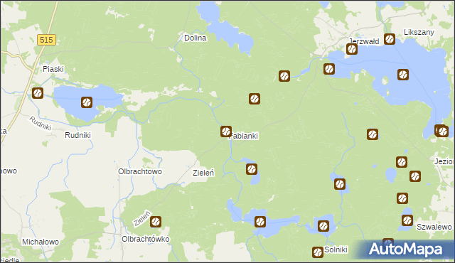 mapa Fabianki gmina Susz, Fabianki gmina Susz na mapie Targeo