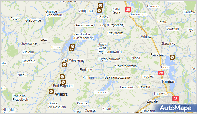 mapa Frydrychowice, Frydrychowice na mapie Targeo