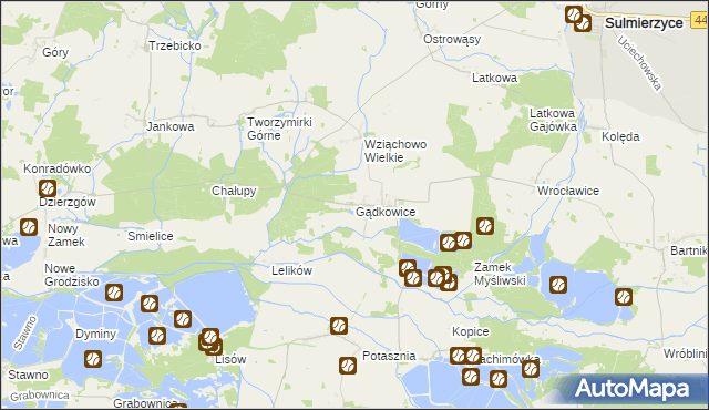 mapa Gądkowice, Gądkowice na mapie Targeo