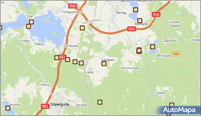 mapa Gągławki, Gągławki na mapie Targeo