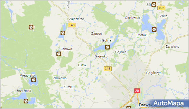 mapa Gajewko, Gajewko na mapie Targeo