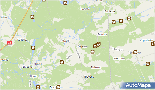 mapa Gajewo gmina Lubiszyn, Gajewo gmina Lubiszyn na mapie Targeo