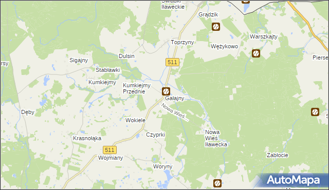 mapa Gałajny, Gałajny na mapie Targeo