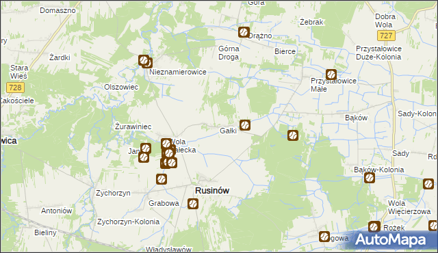 mapa Gałki gmina Rusinów, Gałki gmina Rusinów na mapie Targeo