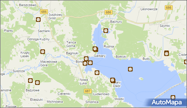 mapa Garbary gmina Michałowo, Garbary gmina Michałowo na mapie Targeo