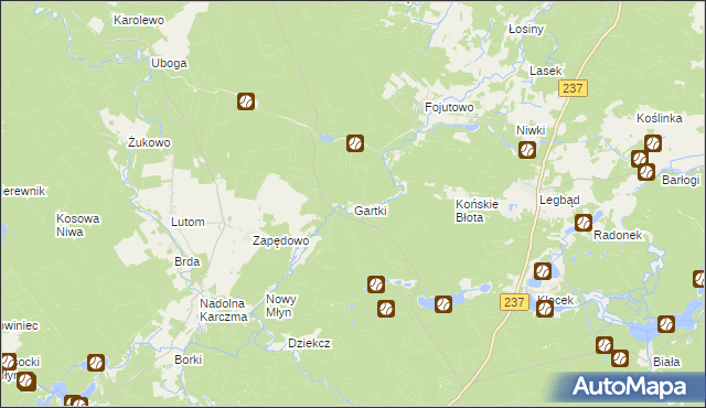 mapa Gartki, Gartki na mapie Targeo