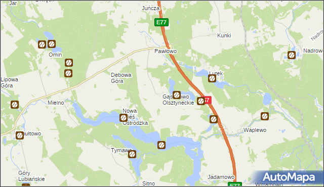 mapa Gąsiorowo Olsztyneckie, Gąsiorowo Olsztyneckie na mapie Targeo