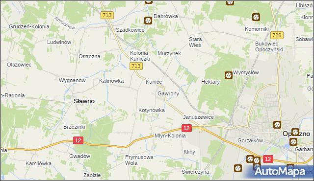 mapa Gawrony gmina Sławno, Gawrony gmina Sławno na mapie Targeo