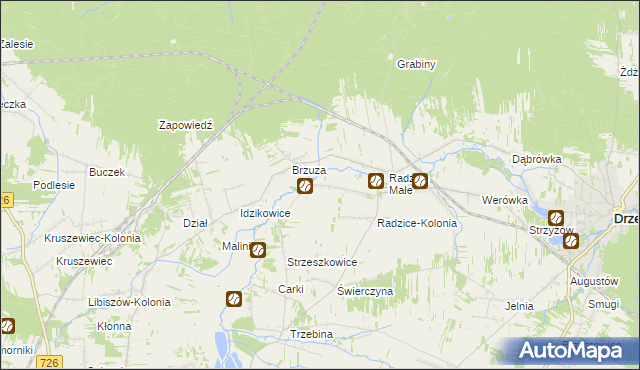 mapa Giełzów gmina Drzewica, Giełzów gmina Drzewica na mapie Targeo