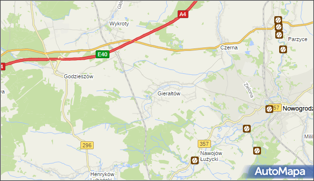 mapa Gierałtów, Gierałtów na mapie Targeo