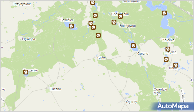 mapa Gilów gmina Strzelce Krajeńskie, Gilów gmina Strzelce Krajeńskie na mapie Targeo