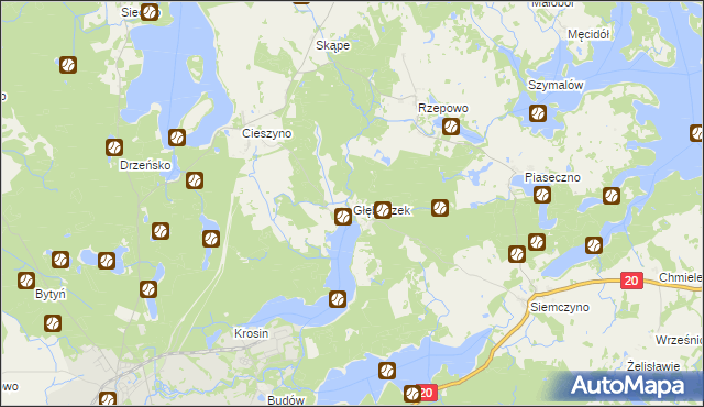 mapa Głęboczek gmina Czaplinek, Głęboczek gmina Czaplinek na mapie Targeo