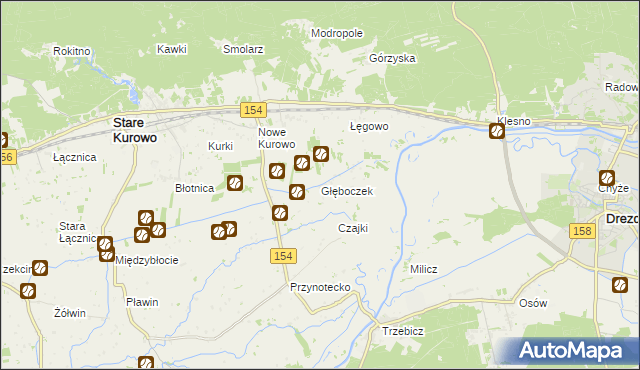 mapa Głęboczek gmina Stare Kurowo, Głęboczek gmina Stare Kurowo na mapie Targeo