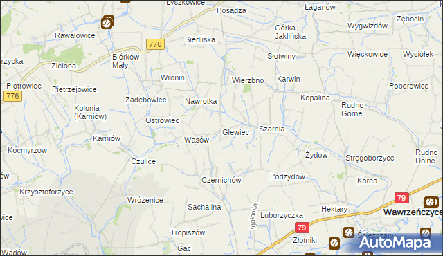 mapa Glewiec, Glewiec na mapie Targeo
