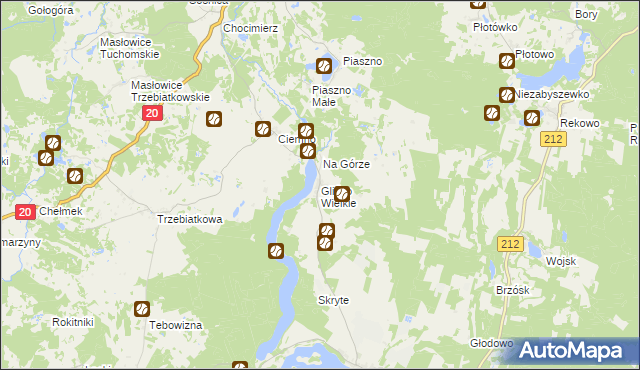 mapa Gliśno Wielkie, Gliśno Wielkie na mapie Targeo