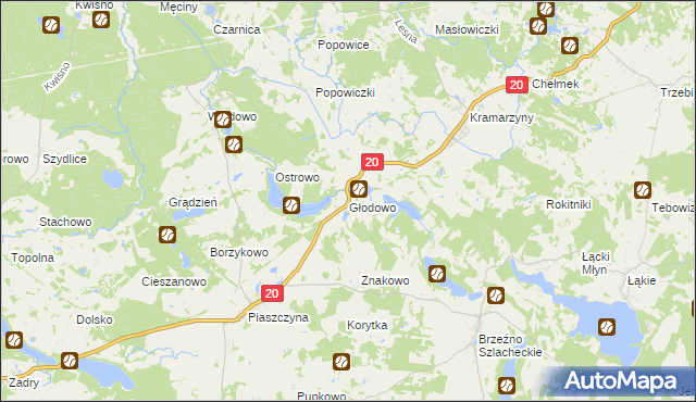 mapa Głodowo gmina Miastko, Głodowo gmina Miastko na mapie Targeo