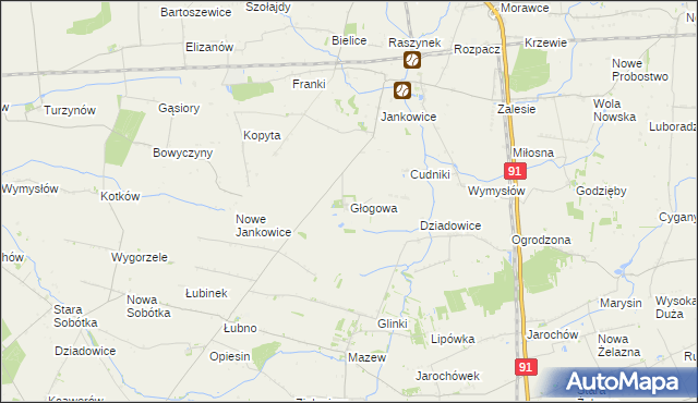 mapa Głogowa gmina Krośniewice, Głogowa gmina Krośniewice na mapie Targeo