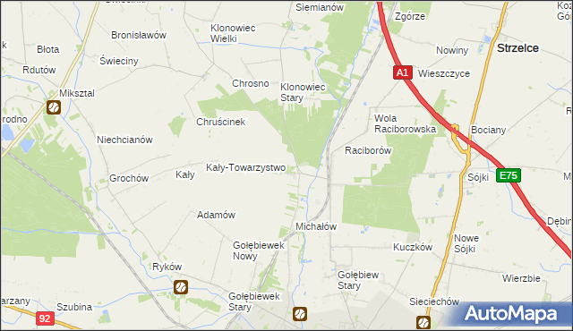 mapa Głogowiec gmina Kutno, Głogowiec gmina Kutno na mapie Targeo