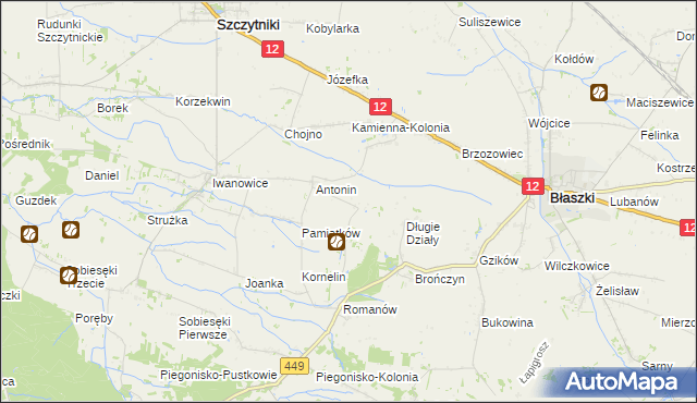 mapa Główczyn gmina Szczytniki, Główczyn gmina Szczytniki na mapie Targeo