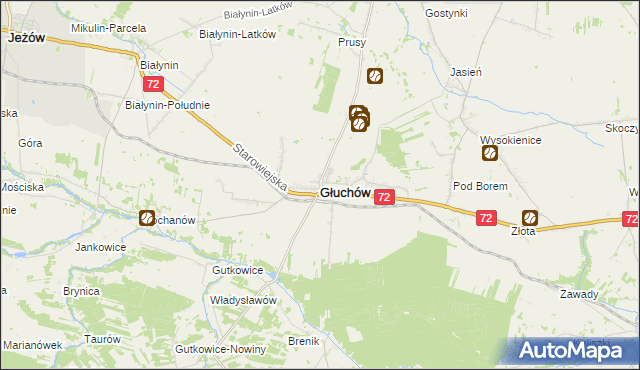 mapa Głuchów powiat skierniewicki, Głuchów powiat skierniewicki na mapie Targeo