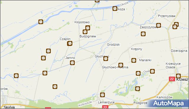 mapa Głuchowo gmina Słońsk, Głuchowo gmina Słońsk na mapie Targeo